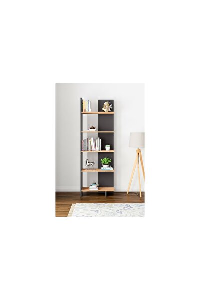 Vivense Aura Asimetrik Kitaplık, 5 Raflı, Antrasit Çam