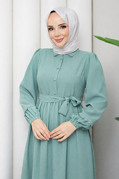 ESLEMNUR Rochie | |   dantelă Detaliat | |   Cu centură | |   guler de cămașă...