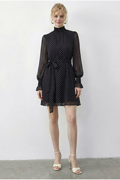 Bianco Lucci Γυναικείο Μίνι Φόρεμα Πουά τεμαχίων Gipeli Λεπτομέρεια στο μανίκ...