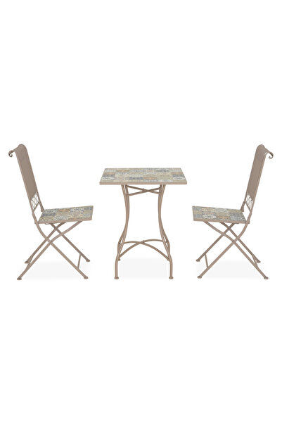 Maison Mex Set mobilier gradina/terasa 2 scaune si masa TOULOUSE, bej/multicolor