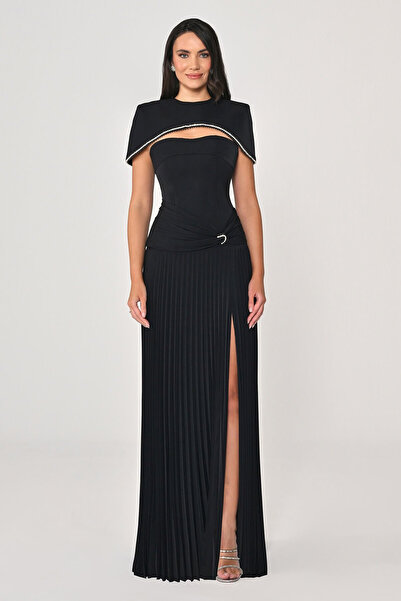 ALFABETA فستان طويل مع بوليرو وتنورة مطوية عند الخصر من ألفا بيتا