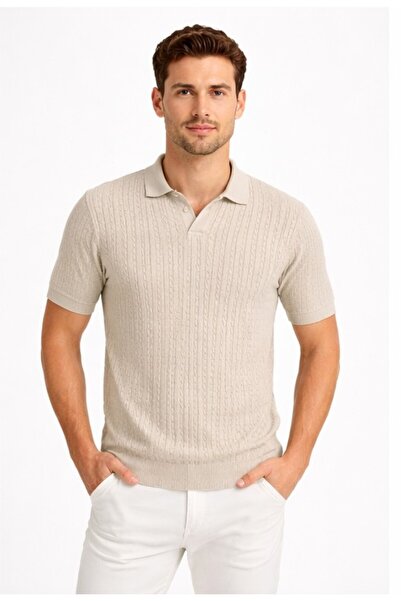 Cazador تي شيرت رجالي بياقة بولو منقوش تريكو 34215 تاش