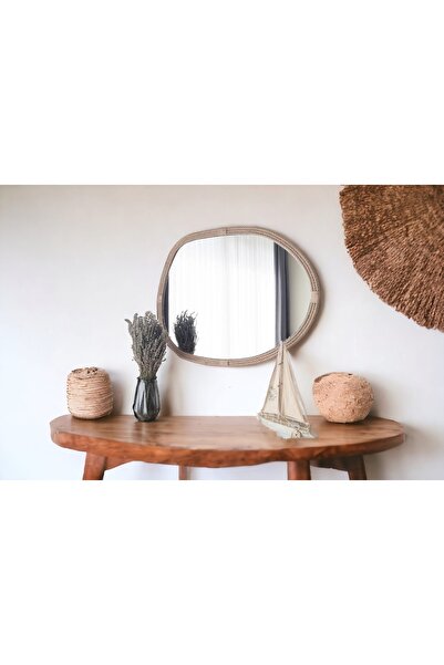 Vivense DFN WOOD JUT HALATLI ASİMETRİK DUVAR AYNASI, 61X81