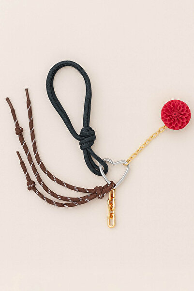 E MODA Breloc cu figurină de floare sculptată și ornament de lux pentru geant...