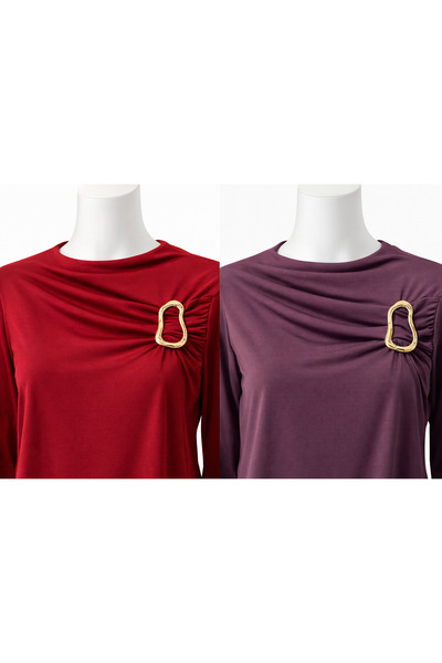 Saynsmoda Şık Tokalı Drapeli Bluz