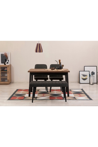 Vivense OLİVER MASA TAKIMI, BAROK SİYAH, 75X120