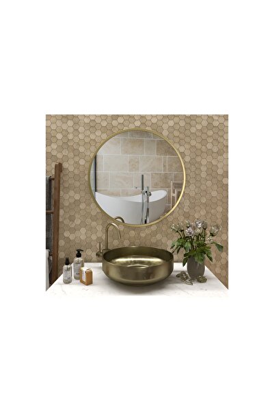 Vivense MARSAH HOME METAL ÇERÇEVELİ YUVARLAK AYNA, GOLD, 80X80