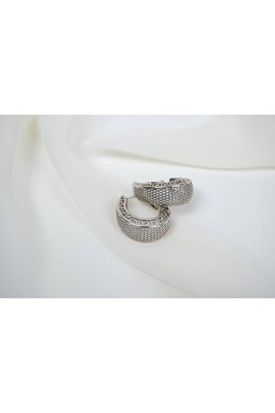 ATELİER TUĞBA Kp270 Grek Motif Premium Hoop Earrings Silver (Thickness 10 mm ...