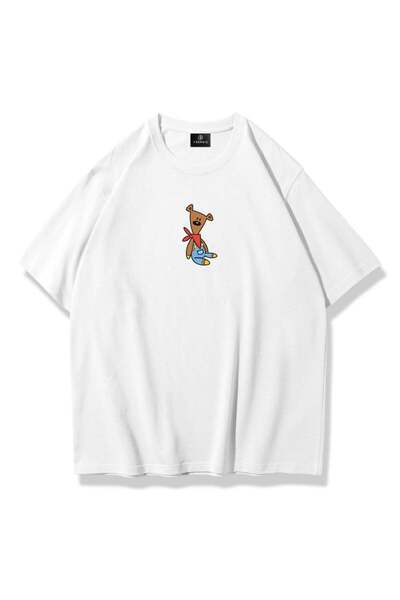 Trendiz Unisex Mr Bean Teddy Tshirt Beyaz