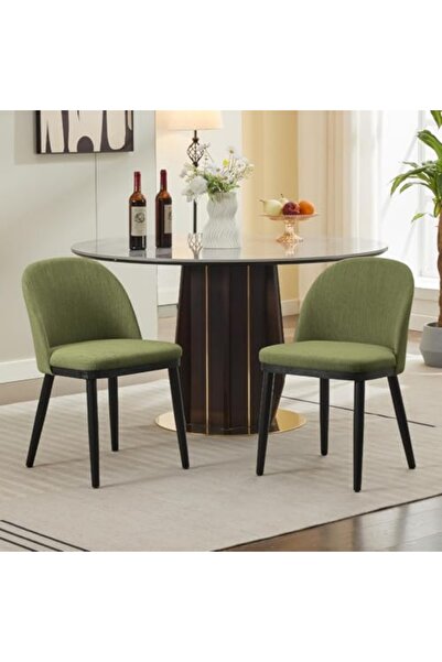 Garvee Set of 2 Dining Chairs, Linen Upholstered,Farmhouse Style for Home, Ca...