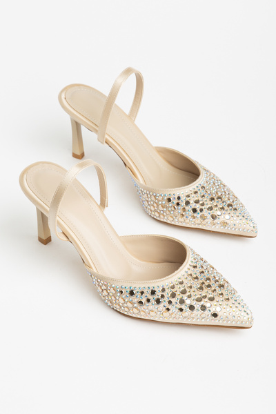 Sabella Moda Vela Stone Detailed Heeled Evening Dress Shoes Women's Stiletto