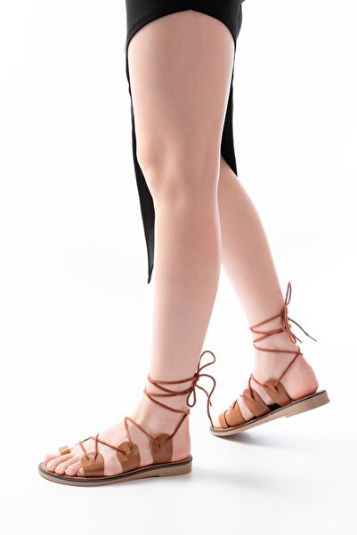 Zerenyus ZRİN-205-01 صندل نسائي بريميوم تابا B مربوط عند الكاحل O طبي H جلد أصلي