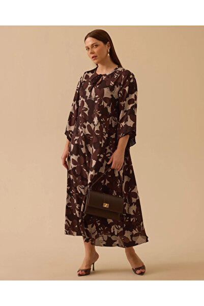 Gala-Xi Plus Size Long Dress with Tie Detail