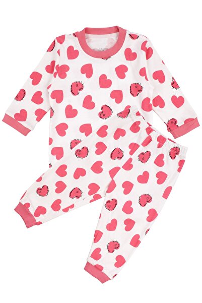 bebegen طقم بيجامة للفتيات الصغيرات إكرو فوشيا هارت منقوش