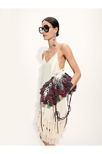 PARFOIS Kadın Püsküllü Kumaş Parti Çantası