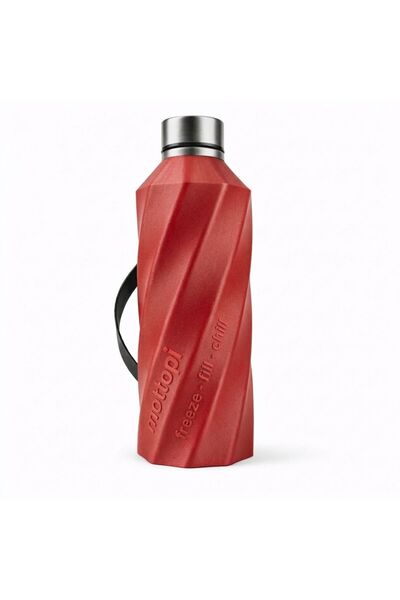Mottopi Cooler Strappy Thermos Red– 1 L Ice-Free Cold Water Thermos, Cooler B...