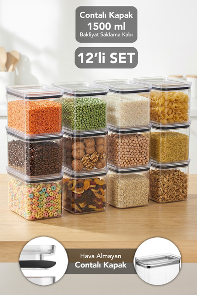 Meleni Home 12-Piece Pure Rectangular Storage Container - Airtight Transparen...