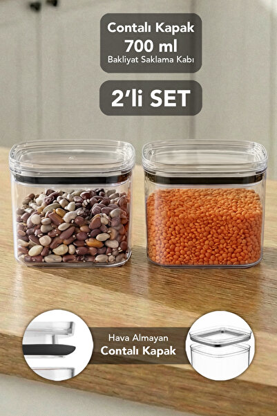 Meleni Home حاوية تخزين مربعة الشكل من بيور، عبوة من قطعتين - حاوية شفافة محك...