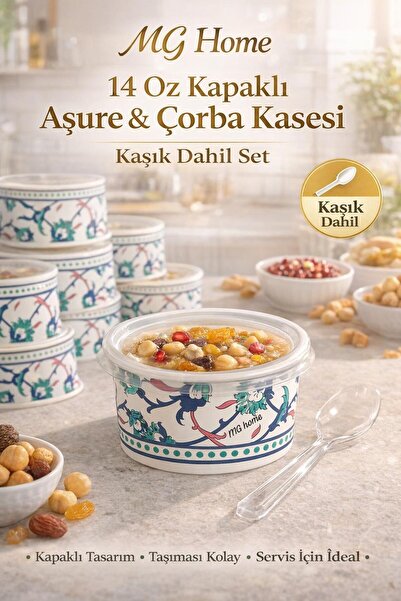 VENON KAŞIK DAHİL❤️ 100 Takım 👩🏻‍🍳 14 Oz Karton Kağıt Aşure Çorba Tatlı Ye...