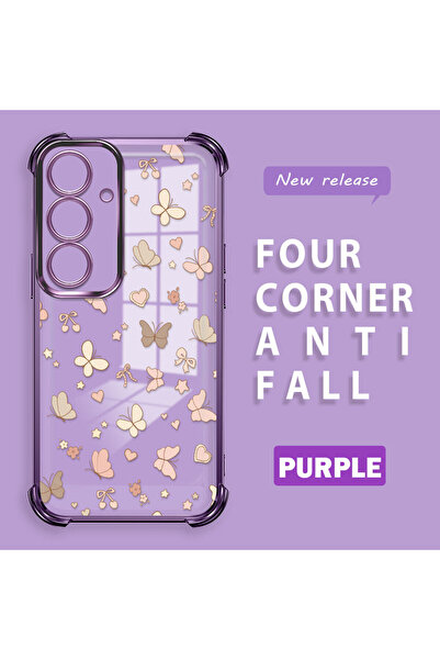 ucuc غطاء سيليكون شفاف متوافق مع سامسونج جالاكسي إس 25 بأربعة زوايا وحواف لامعة