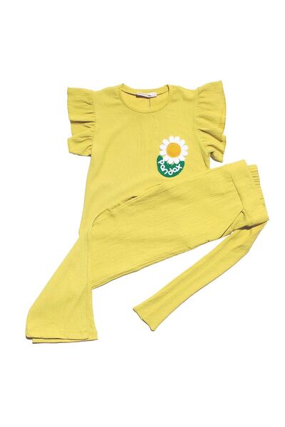 bebegen Комплект от 2 части за момичета със зелено-бели панталонки с бродерия...