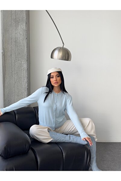 erki triko Lace Detailed Crew Neck Long Sleeve Premium Knitwear Cardigan