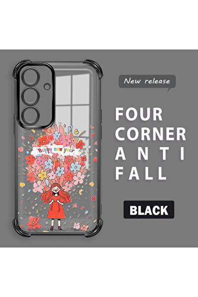 ucuc غطاء سيليكون شفاف متوافق مع سامسونج جالاكسي إس 24 بأربعة زوايا وحواف لامعة