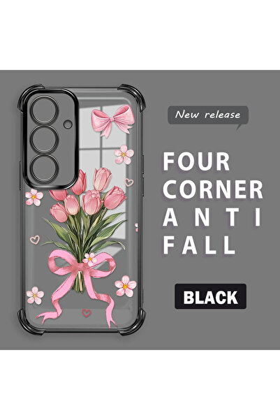 ucuc غطاء سيليكون شفاف متوافق مع سامسونج جالاكسي إس 25 بأربعة زوايا وحواف لامعة