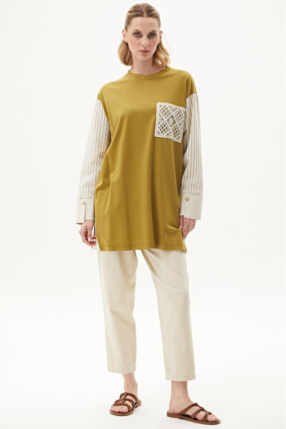 Kayra Women's Pocket Embroidered Sweatshirt - Yellow