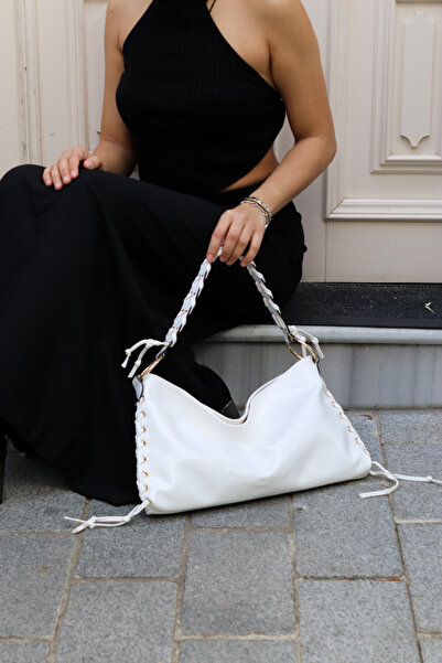 DMG Collection Paris cu detaliu tricotat Ridată piele Femeie geantă de umăr