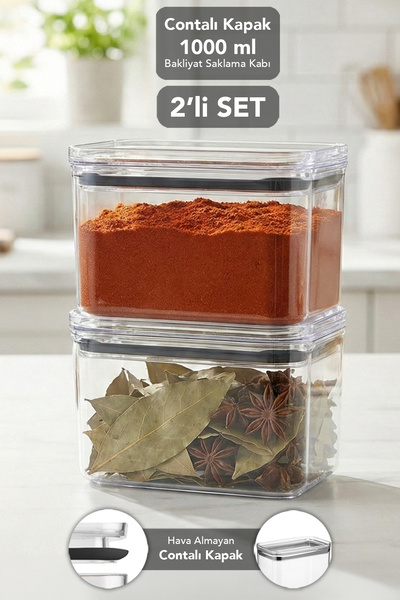 Meleni Home حاوية تخزين مستطيلة الشكل من بيور، عبوة من قطعتين - حاوية طعام شف...