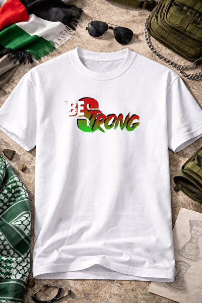 Me&On WEAR تي شيرت Be Strong مطبوع للجنسين كبير الحجم - تي شيرت أساسي مريح لل...