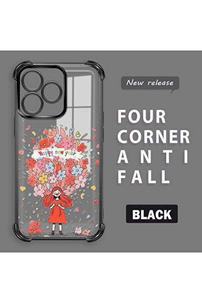 ucuc غطاء حماية شفاف متوافق مع هاتف Realme C51، مصنوع من السيليكون بأربع زواي...