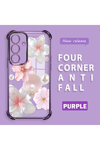 ucuc غطاء سيليكون شفاف متوافق مع سامسونج جالاكسي إس 24 بأربعة زوايا وحواف لامعة