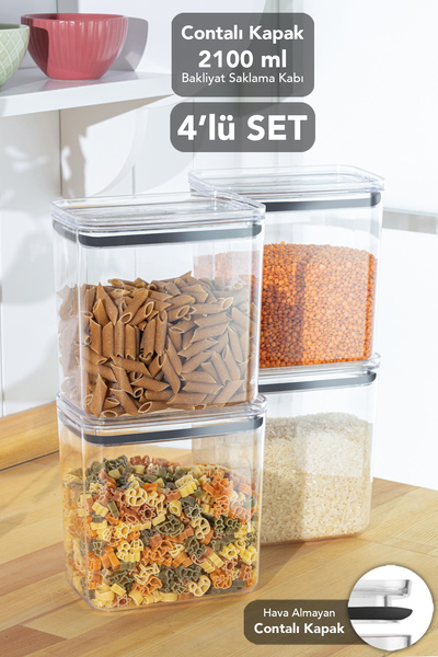 Meleni Home 4-Piece Pure Rectangular Storage Container - Airtight Transparent...