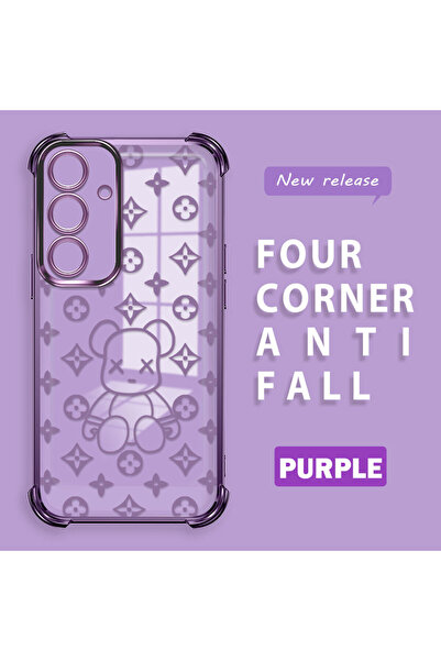 ucuc غطاء سيليكون شفاف متوافق مع سامسونج جالاكسي إس 24 بأربعة زوايا وحواف لامعة