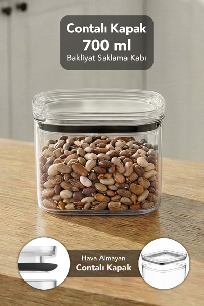 Meleni Home Pure Square Storage Container - Transparent Mica Airtight Food an...