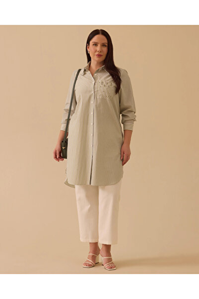 Gala-Xi Τουνίκ μεγάλου μεγέθους με ρίγες και λεπτομέρεια τσέπης