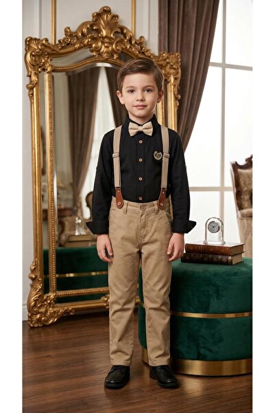 Esterella Solid Color Boy's Suit / Slopet with Suspenders and Bow Tie/ Shirt ...