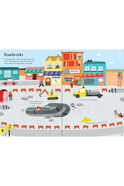Usborne Primele autocolante cu excavatoare și macarale
