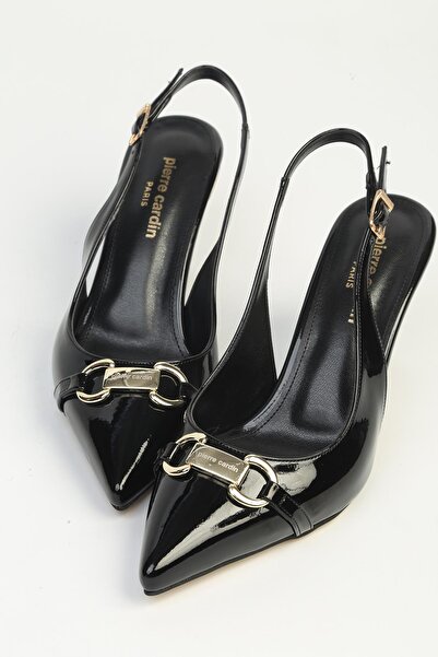 Pierre Cardin Μαύρα λουστρίνια γυναικεία παπούτσια με τακούνι PC-55773