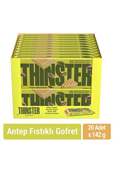 Thinster Antep Fıstıklı Kremalı Büyük Boy Gofret 142 gr x 20 adet