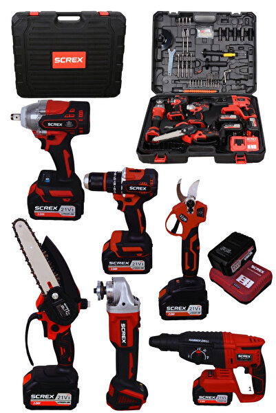SCREX 21v Profesyonel Hilti Matkap Somun Sıkma Makas Testere Taşlama 6'lı Set