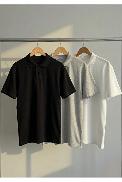 Buteks 3-Color Sports Polo Collar Buttoned Casual Short Sleeve Regular Fit T-...