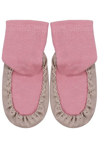 bebegen Girl's Pink Brown Plain Sandal Socks
