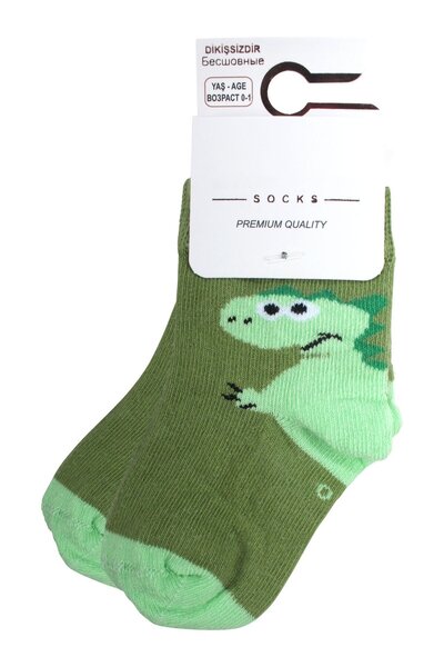 bebegen Baby Boy Green Dino Patterned Socks 0-12 Months