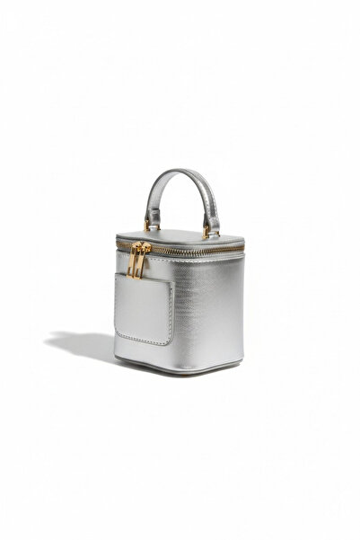 Elodie Women's Silver Metallic Color Box Shaped Mini Handbag