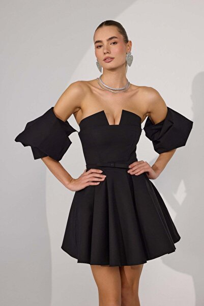 NOK İSTANBUL Dusk Volume Mini Dress Black