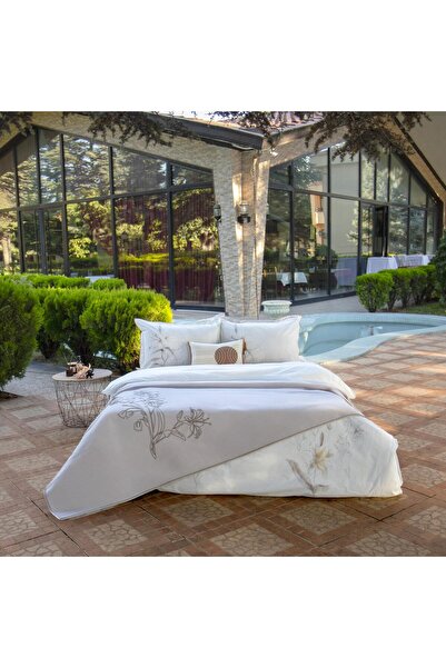 Sarev Eva Meloni Beige Double 100% Cotton Duvet Cover Set and Piqué Set