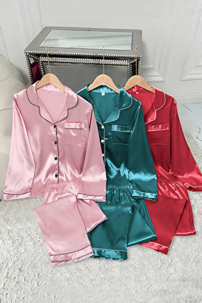 Sweet Dream 6 Pcs Silk Satin Pajama Set for Women Long Shirts and Pants Sleep...